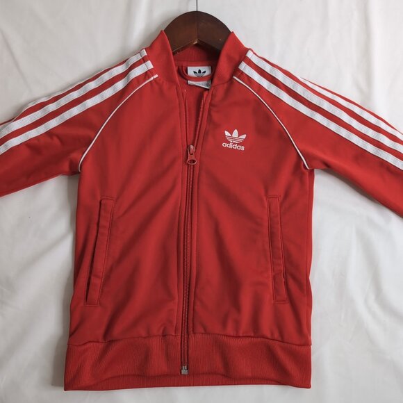 Adidas Kid's Full Zip Red/White Track Sports Jacket, Small (4-5) - Picture 3 of 8